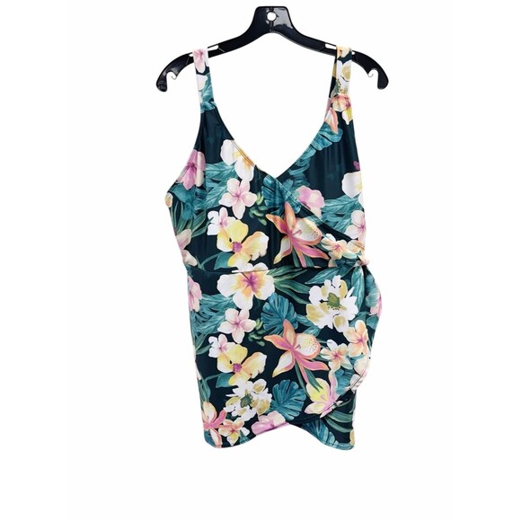 Caribbean Joe Other - Caribbean Joe Co. Floral Tropical Hawaiian One-Piece Swimsuit Swim-dress NWT